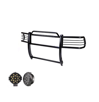 2004-2015 Nissan Titan Grille Guard Kit Modular Incl. pair of 7.0"Dia.  LED  Lights w/ Black Trim Rings w/ Wiring Harness and Switch | Black Horse Off Road - Image 7