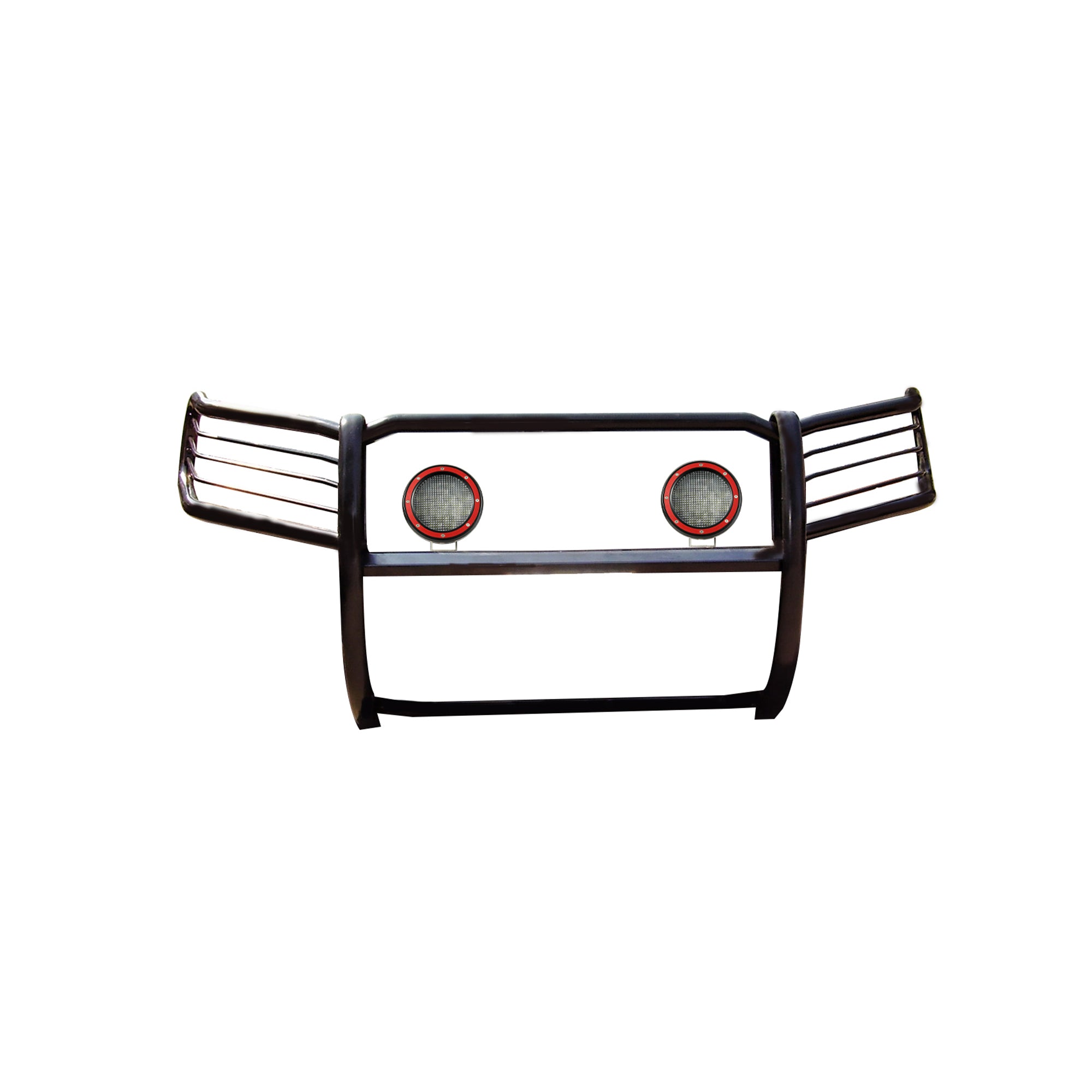2004-2015 Nissan Titan Grille Guard Kit Modular Pair  of 5.3" Dia. LED Flood Lights w/ Red Trim Rings Wiring Harness  and Switch | Black Horse Off Road - Image 10