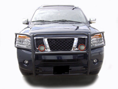 2004-2015 Nissan Titan Grille Guard Kit Modular Pair  of 5.3" Dia. LED Flood Lights w/ Red Trim Rings Wiring Harness  and Switch | Black Horse Off Road - Image 8