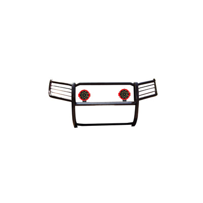 2004-2015 Nissan Titan Grille Guard Kit Modular Incl. pair of 7.0"Dia.  LED  Lights w/Red Trim Rings w/ Wiring Harness and Switch | Black Horse Off Road - Image 1