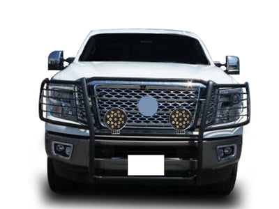 2016-2024 Nissan Titan Xd Grille Guard Kit Modular Incl. pair of 7.0"Dia.  LED  Lights w/ Black Trim Rings w/ Wiring Harness and Switch | Black Horse Off Road - Image 5