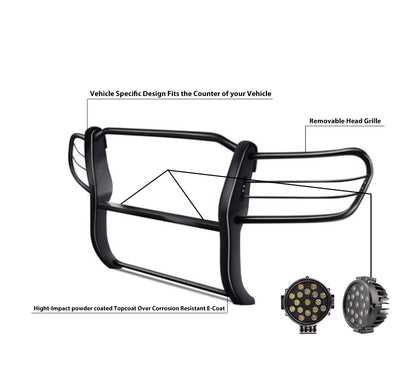 1998-2007 Toyota Land Cruiser Grille Guard Kit Modular Incl. pair of 7.0"Dia.  LED  Lights w/ Black Trim Rings w/ Wiring Harness and Switch | Black Horse Off Road - Image 2