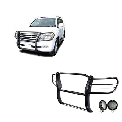1998-2007 Toyota Land Cruiser Grille Guard Kit Modular Pair  of 5.3" Dia. LED Flood Lights w/ Black Trim Rings Wiring Harness  and Switch | Black Horse Off Road - Image 1