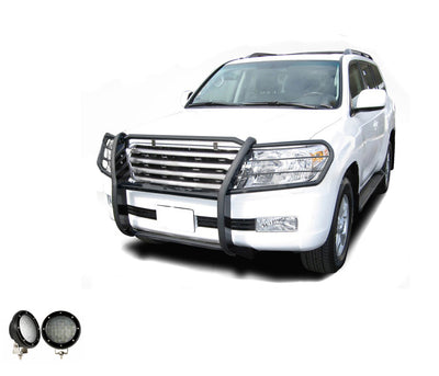 1998-2007 Toyota Land Cruiser Grille Guard Kit Modular Pair  of 5.3" Dia. LED Flood Lights w/ Black Trim Rings Wiring Harness  and Switch | Black Horse Off Road - Image 6