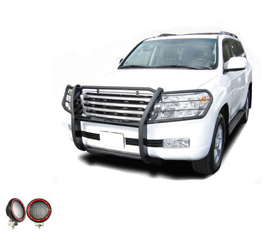1998-2007 Toyota Land Cruiser Grille Guard Kit Modular Pair  of 5.3" Dia. LED Flood Lights w/ Red Trim Rings Wiring Harness  and Switch | Black Horse Off Road - Image 7