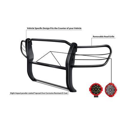 1998-2007 Toyota Land Cruiser Grille Guard Kit Modular Incl. pair of 7.0"Dia.  LED  Lights w/Red Trim Rings w/ Wiring Harness and Switch | Black Horse Off Road - Image 2