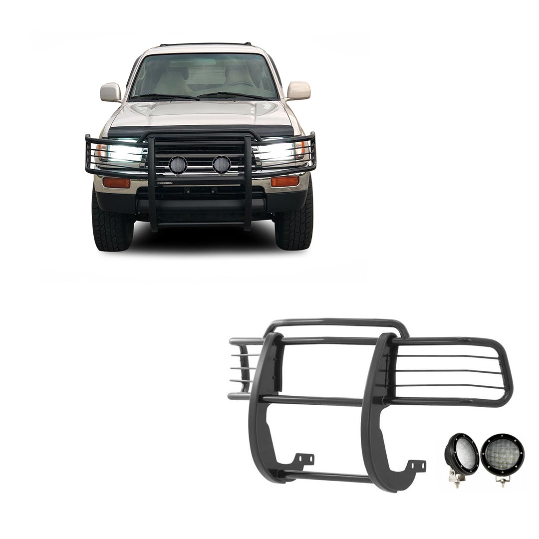 1996-2000 Toyota 4Runner Grille Guard Kit Modular Pair  of 5.3" Dia. LED Flood Lights w/ Black Trim Rings Wiring Harness  and Switch | Black Horse Off Road - Image 1