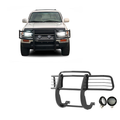 1996-2000 Toyota 4Runner Grille Guard Kit Modular Pair  of 5.3" Dia. LED Flood Lights w/ Black Trim Rings Wiring Harness  and Switch | Black Horse Off Road - Image 1