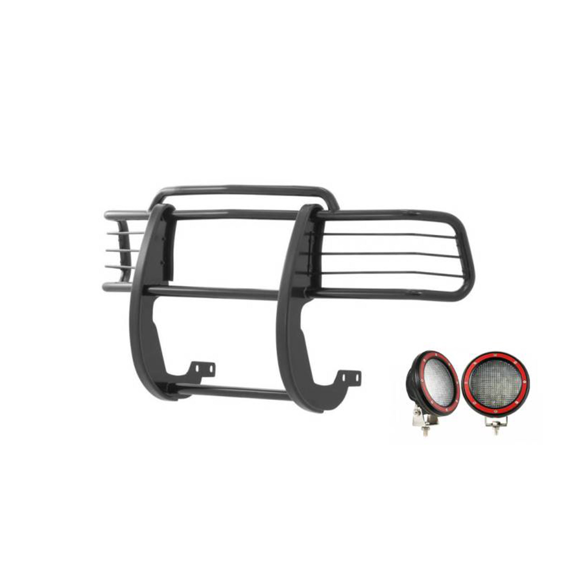 1996-2000 Toyota 4Runner Grille Guard Kit Modular Pair  of 5.3" Dia. LED Flood Lights w/ Red Trim Rings Wiring Harness  and Switch | Black Horse Off Road - Image 8