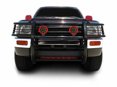 1996-2000 Toyota 4Runner Grille Guard Kit Modular Incl. pair of 7.0"Dia.  LED  Lights w/Red Trim Rings w/ Wiring Harness and Switch | Black Horse Off Road - Image 3