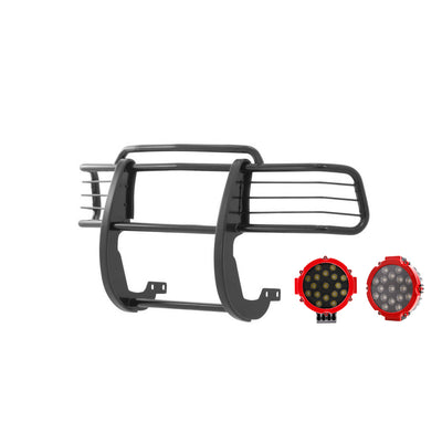 1996-2000 Toyota 4Runner Grille Guard Kit Modular Incl. pair of 7.0"Dia.  LED  Lights w/Red Trim Rings w/ Wiring Harness and Switch | Black Horse Off Road - Image 4