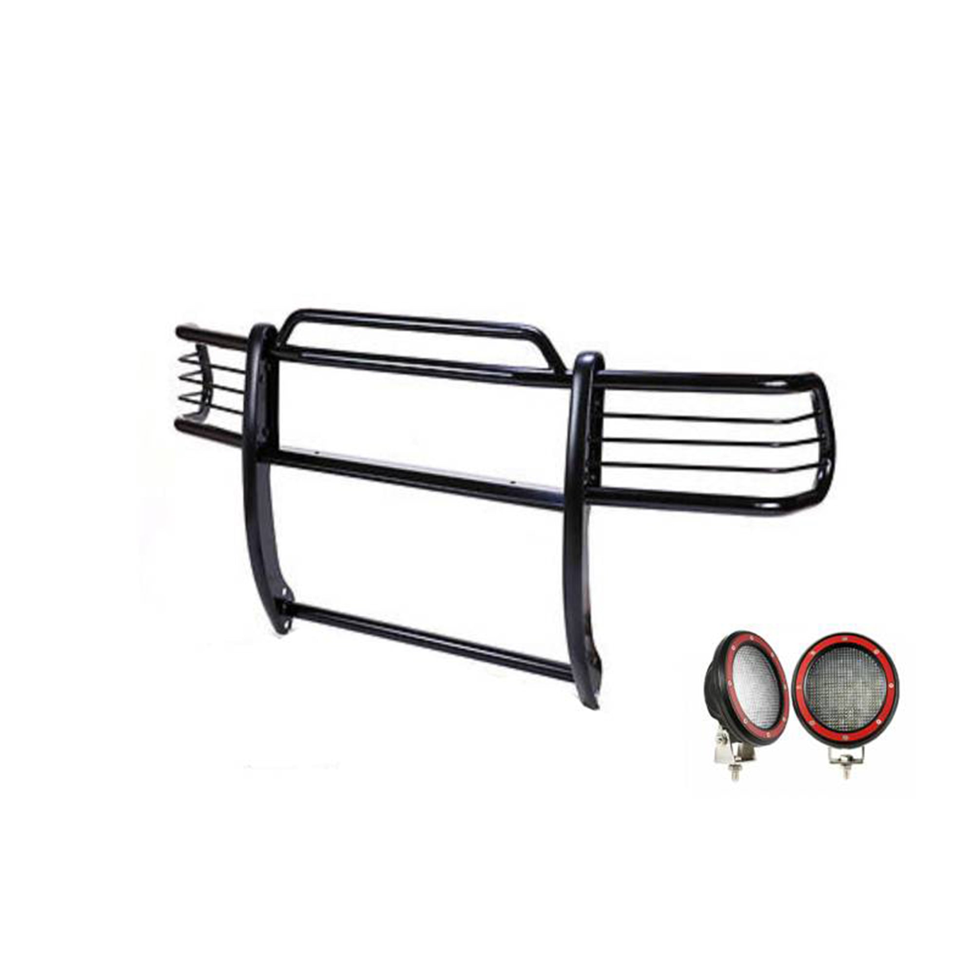 2001-2005 Toyota Rav4 Grille Guard Kit Modular Pair  of 5.3" Dia. LED Flood Lights w/ Red Trim Rings Wiring Harness  and Switch | Black Horse Off Road - Image 6