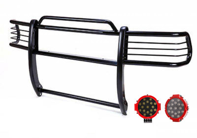 2001-2005 Toyota Rav4 Grille Guard Kit Modular Incl. pair of 7.0"Dia.  LED  Lights w/Red Trim Rings w/ Wiring Harness and Switch | Black Horse Off Road - Image 4