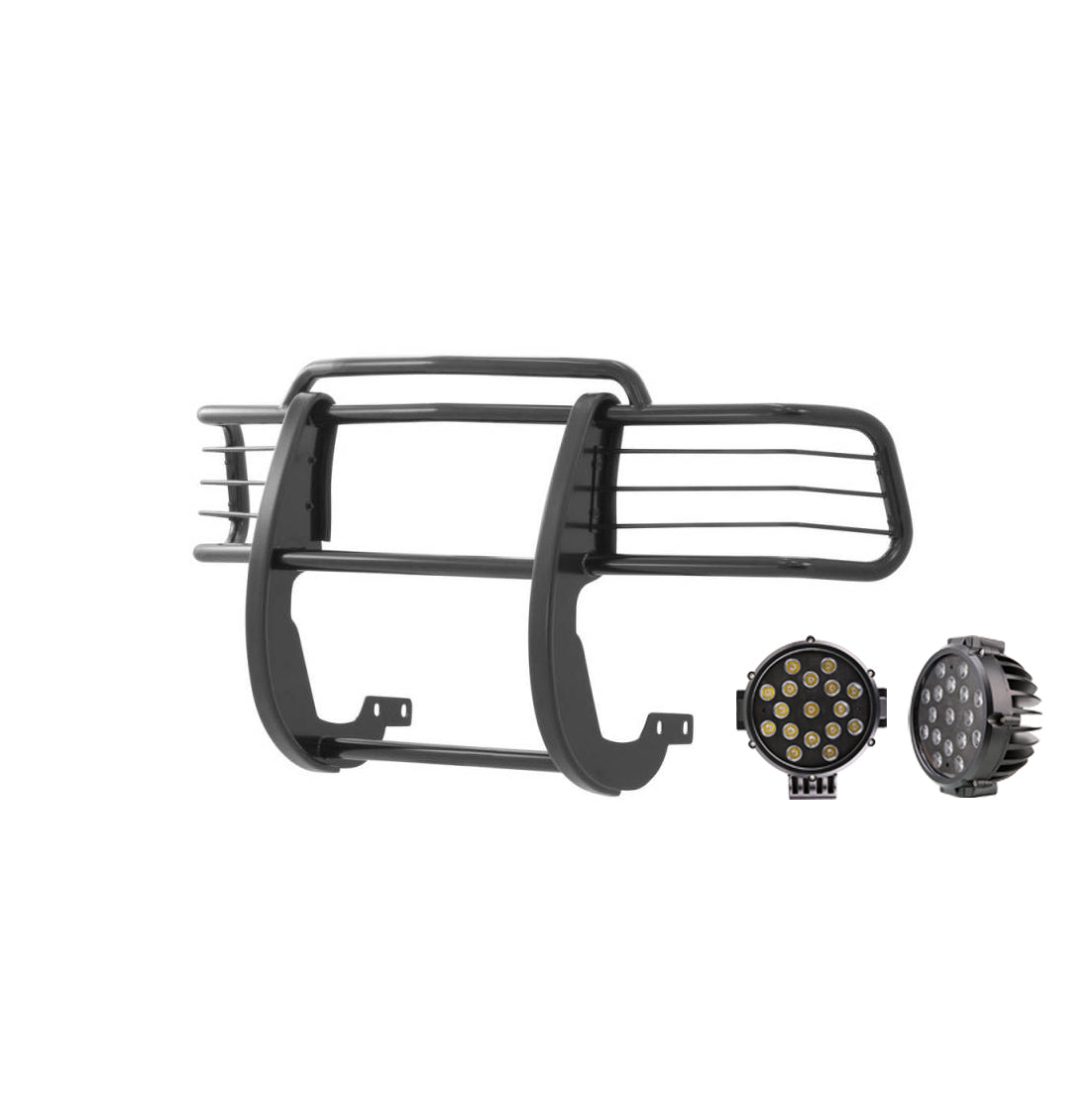 1999-2002 Toyota 4Runner Grille Guard Kit Modular Incl. pair of 7.0"Dia.  LED  Lights w/ Black Trim Rings w/ Wiring Harness and Switch | Black Horse Off Road - Image 4