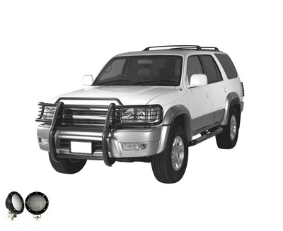 1999-2002 Toyota 4Runner Grille Guard Kit Modular Pair  of 5.3" Dia. LED Flood Lights w/ Black Trim Rings Wiring Harness  and Switch | Black Horse Off Road - Image 7