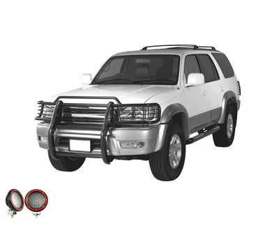1999-2002 Toyota 4Runner Grille Guard Kit Modular Pair  of 5.3" Dia. LED Flood Lights w/ Red Trim Rings Wiring Harness  and Switch | Black Horse Off Road - Image 7