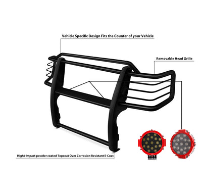 1999-2002 Toyota 4Runner Grille Guard Kit Modular Incl. pair of 7.0"Dia.  LED  Lights w/Red Trim Rings w/ Wiring Harness and Switch | Black Horse Off Road - Image 5