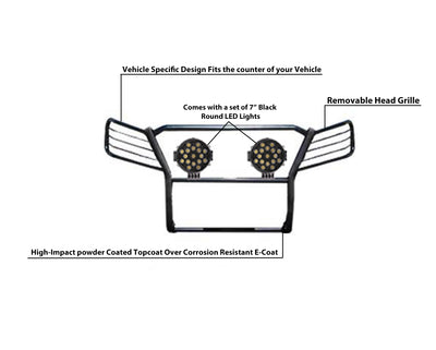 2001-2004 Toyota Tacoma Grille Guard Kit Modular Incl. pair of 7.0"Dia.  LED  Lights w/ Black Trim Rings w/ Wiring Harness and Switch | Black Horse Off Road - Image 6