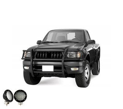 2001-2004 Toyota Tacoma Grille Guard Kit Modular Pair  of 5.3" Dia. LED Flood Lights w/ Black Trim Rings Wiring Harness  and Switch | Black Horse Off Road - Image 5