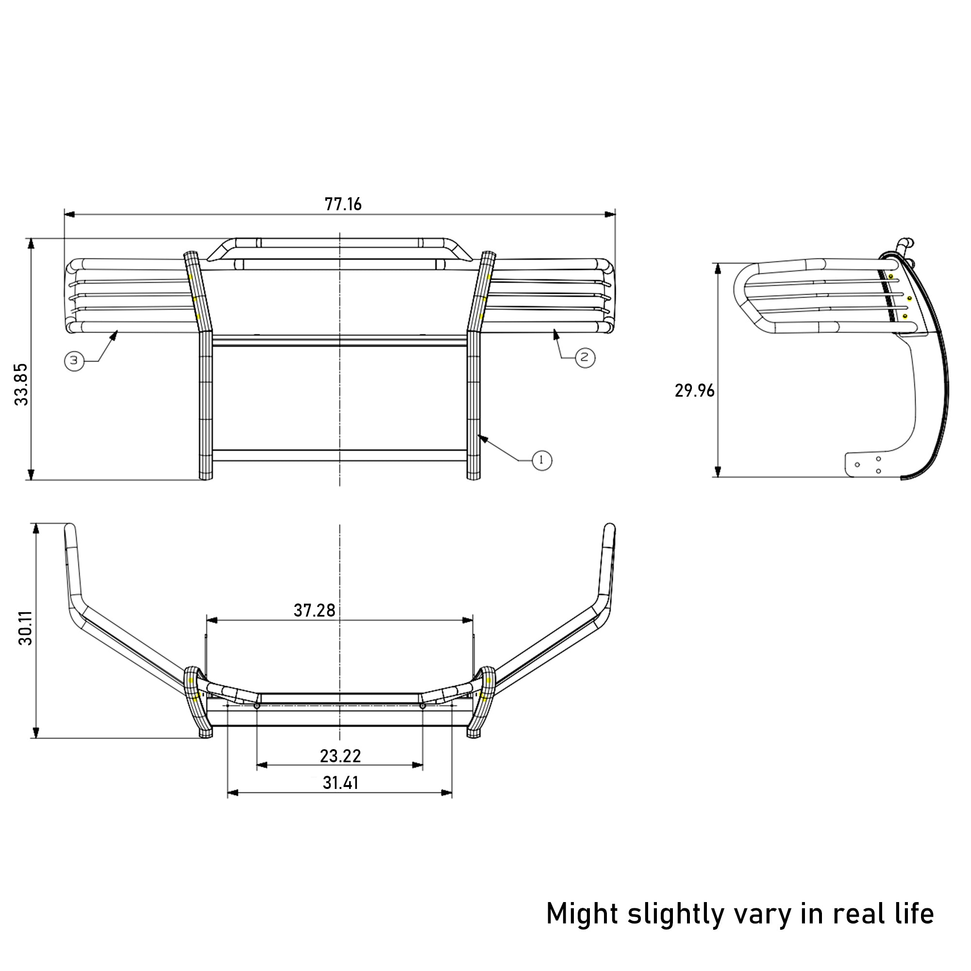 2004-2006 Toyota Tundra Grille Guard Kit Modular Incl. pair of 7.0"Dia.  LED  Lights w/ Black Trim Rings w/ Wiring Harness and Switch | Black Horse Off Road - Image 3