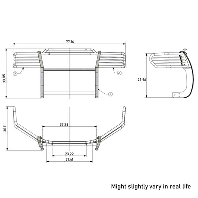 2004-2006 Toyota Tundra Grille Guard Kit Modular Incl. pair of 7.0"Dia.  LED  Lights w/ Black Trim Rings w/ Wiring Harness and Switch | Black Horse Off Road - Image 3
