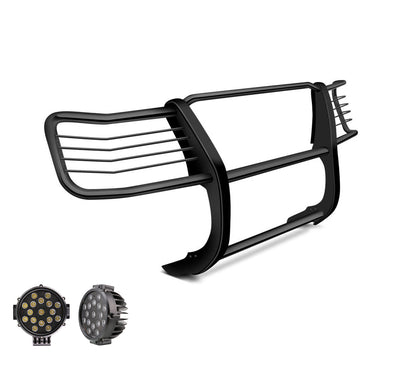 2004-2006 Toyota Tundra Grille Guard Kit Modular Incl. pair of 7.0"Dia.  LED  Lights w/ Black Trim Rings w/ Wiring Harness and Switch | Black Horse Off Road - Image 5