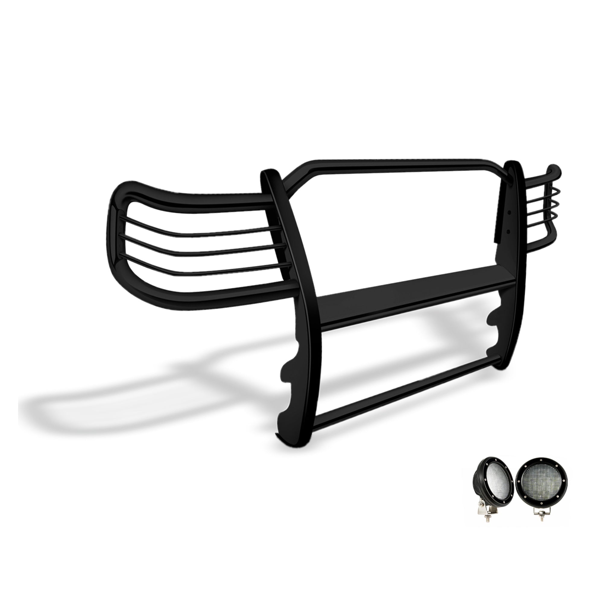 2003-2009 Lexus Gx470 / Toyota 4Runner Grille Guard Kit Modular Pair  of 5.3" Dia. LED Flood Lights w/ Black Trim Rings Wiring Harness  and Switch | Black Horse Off Road - Image 9