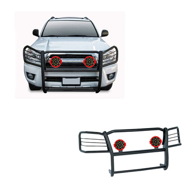 2003-2009 Lexus Gx470 / Toyota 4Runner Grille Guard Kit Modular Incl. pair of 7.0"Dia.  LED  Lights w/Red Trim Rings w/ Wiring Harness and Switch | Black Horse Off Road - Image 1