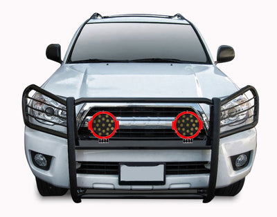 2003-2009 Lexus Gx470 / Toyota 4Runner Grille Guard Kit Modular Incl. pair of 7.0"Dia.  LED  Lights w/Red Trim Rings w/ Wiring Harness and Switch | Black Horse Off Road - Image 5