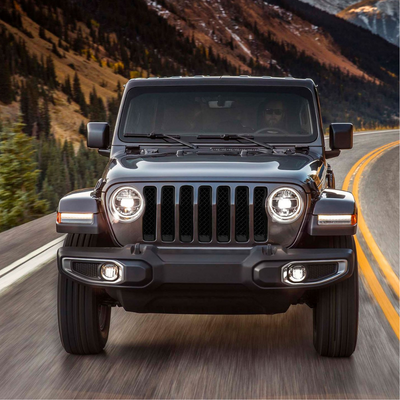 2018-2023 Jeep Wrangler Sahara/Rubicon 7 PCS Gloss Black Tape-on Patented Grille Overlay