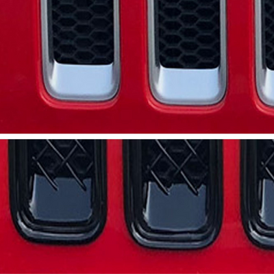 2018-2023 Jeep Wrangler Sahara/Rubicon 7 PCS Gloss Black Tape-on Patented Grille Overlay