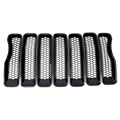 2018-2023 Jeep Wrangler 7 PCS Gloss Black Snap-on W/Tape Patented Grille Overlay