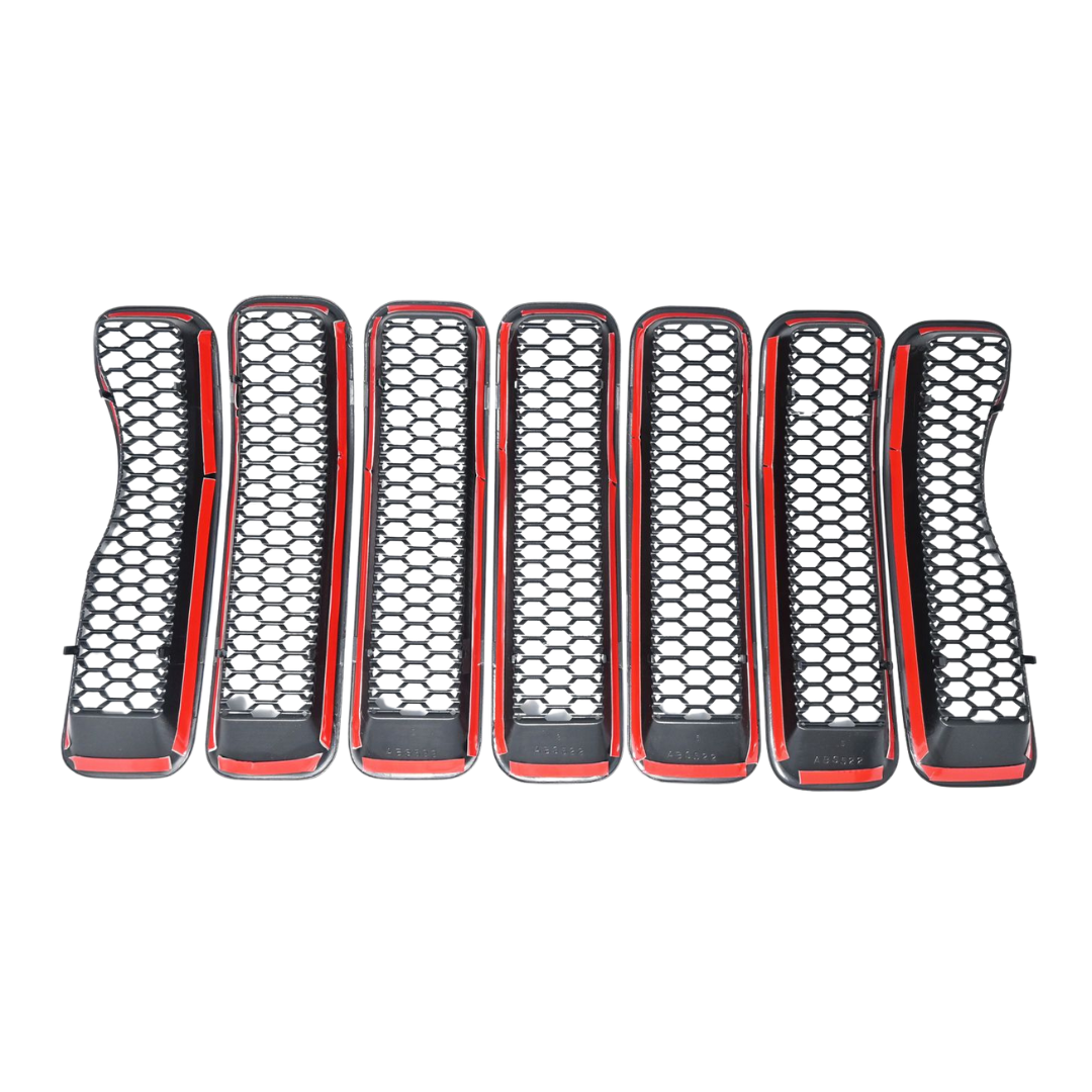 2018-2023 Jeep Wrangler 7 PCS Gloss Black Snap-on W/Tape Patented Grille Overlay