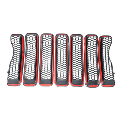 2018-2023 Jeep Wrangler 7 PCS Gloss Black Snap-on W/Tape Patented Grille Overlay