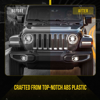 2018-2023 Jeep Wrangler Sahara/Rubicon Does not fit grille with Camera 7 PCS Chrome Tape-on Patented Grille Overlay