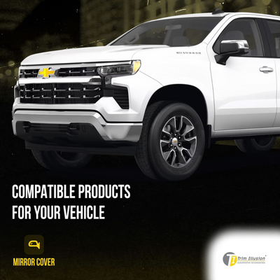 2019-2024 Chevrolet Silverado 1500, 19-24 GMC Sierra 1500 2 PCS Top Chrome Replacement Mirror Cover