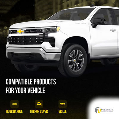2019-2024 Chevrolet Silverado 1500, 19-24 GMC Sierra 1500 2 PCS Top Gloss Black Replacement Mirror Cover