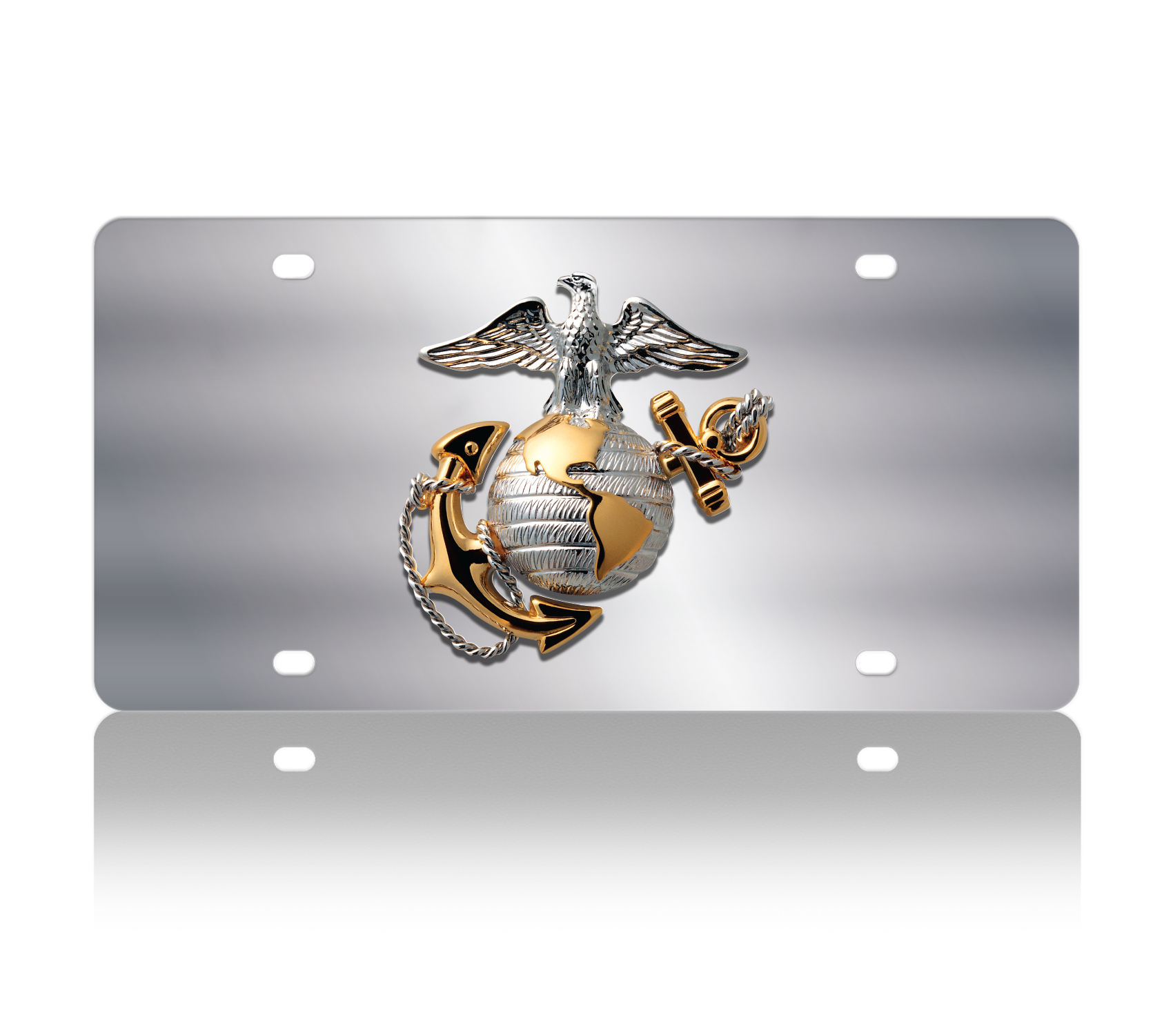 USMC Officer Logo Stainless Steel License Plate