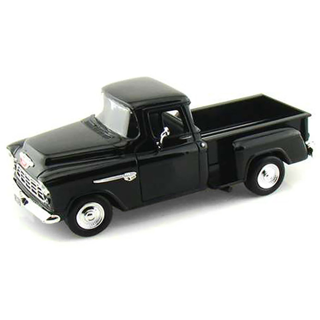 1955 Chevrolet 5100 Stepside Pickup Truck Black 1/24 Diecast Car Model by Motormax