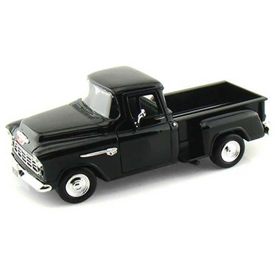 1955 Chevrolet 5100 Stepside Pickup Truck Black 1/24 Diecast Car Model by Motormax