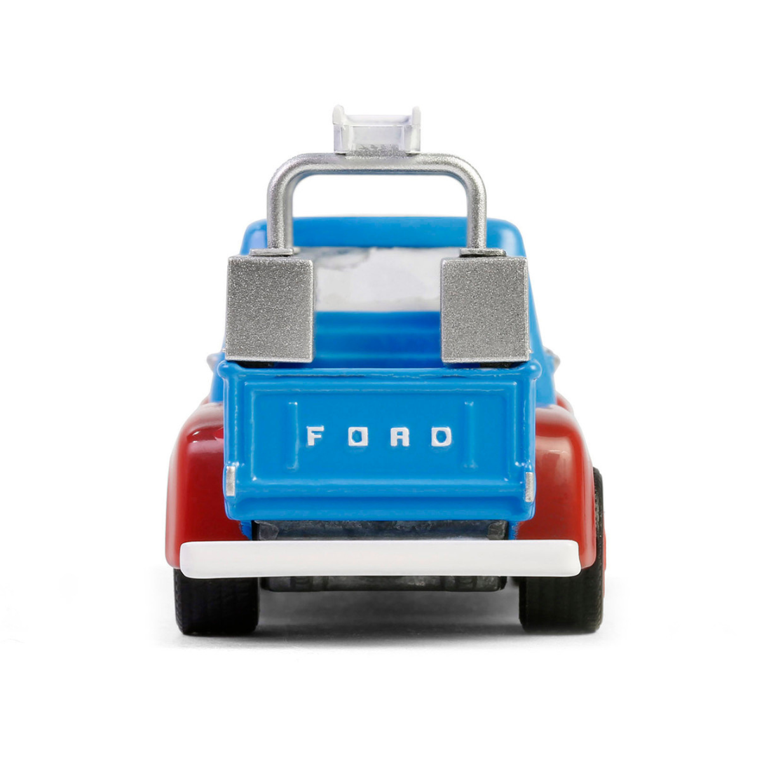 1956 Ford F-100 Pickup Truck with Tool Boxes and Ladders "Chevron" Blue and Red "Chevron Special Edition" Series 1 1/64 Diecast Model Car