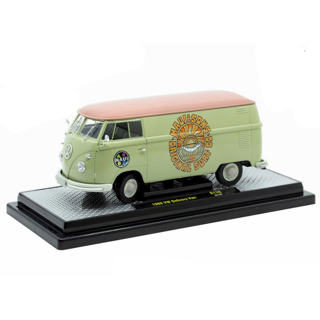 1960 Volkswagen Delivery Van "Maui & Sons" Light Olive Green with Salmon Top Limited Edition to 6650 pieces Worldwide 1/24 Diecast Model Car