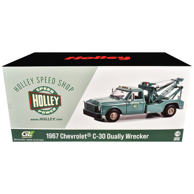 1967 Chevrolet C-30 Dually Wrecker Tow Truck "Holley Speed Shop" Green 1/18 Diecast Model Car