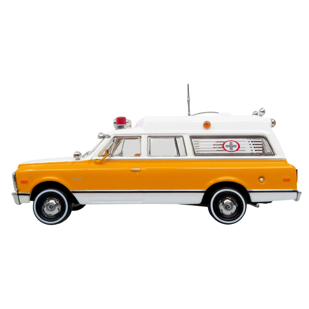 1969 Chevrolet C-10 Ambulance "Rampart General Hospital" White and Yellow "5 Alarm" Series Limited Edition 1/50 Diecast Model
