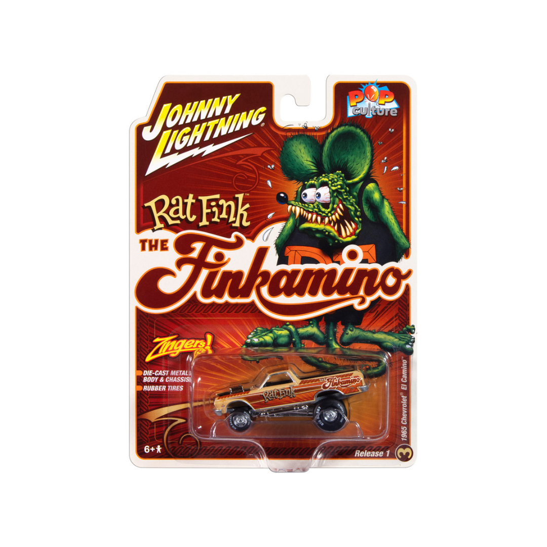 1965 Chevrolet El Camino Zinger "Finkamino" Beige with Graphics "Rat Fink" "Pop Culture" 2025 Release 1 1/64 Diecast Model Car