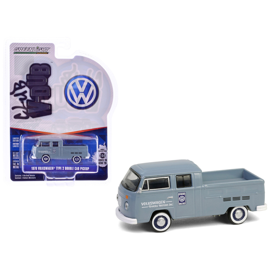 1978 Volkswagen Type 2 Double Cab Pickup Truck "Volkswagen Service" Gray "Club Vee-Dub" Series 20 1/64 Diecast Model Car