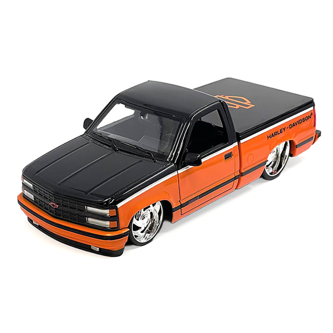 1993 Chevrolet 454 SS Pickup Truck "Harley Davidson" Black and Orange "H-D Custom" Series 1/24 Diecast Model Car