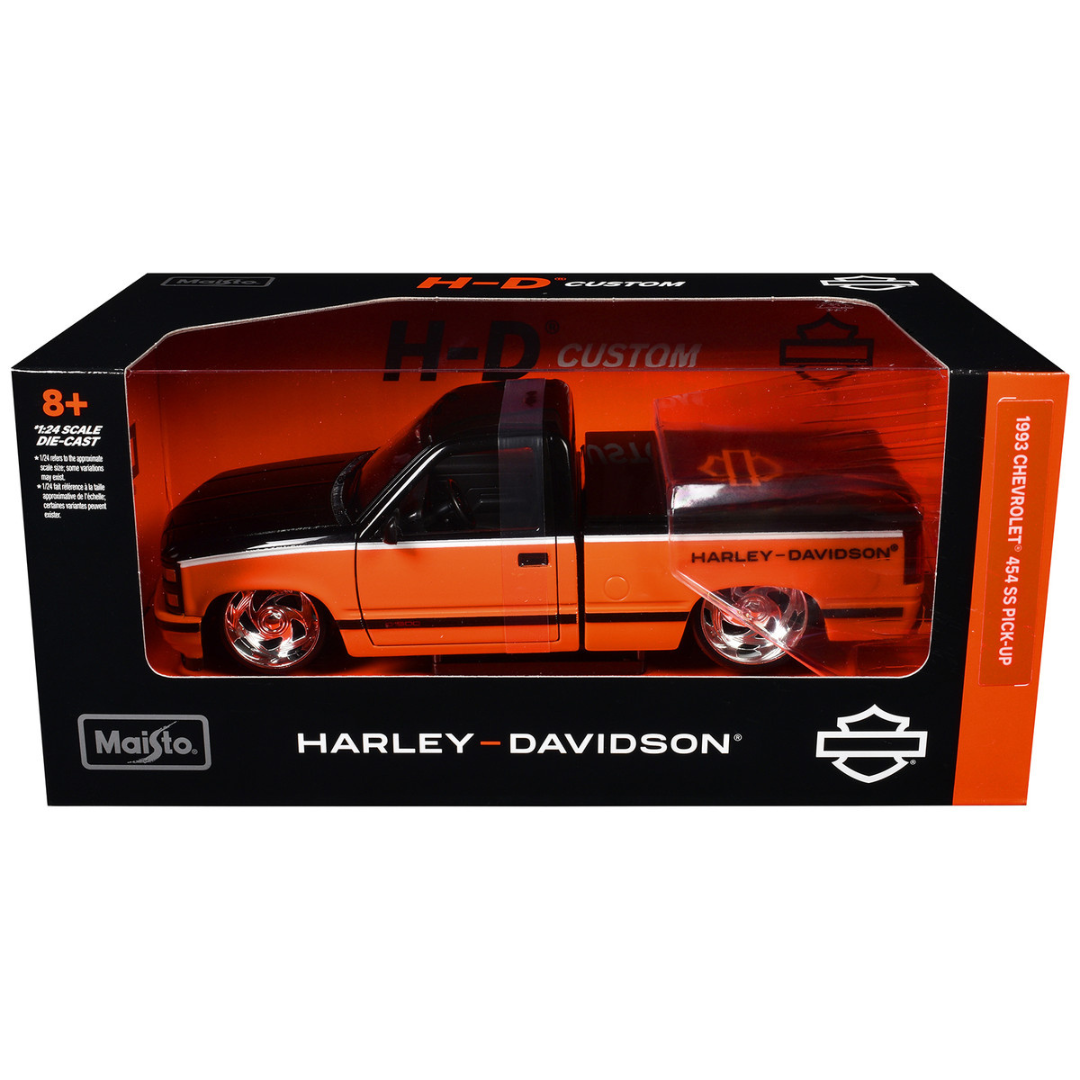 1993 Chevrolet 454 SS Pickup Truck "Harley Davidson" Black and Orange "H-D Custom" Series 1/24 Diecast Model Car