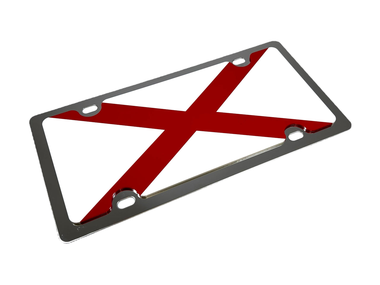 Alabama State Flag Stainless Steel License Plate
