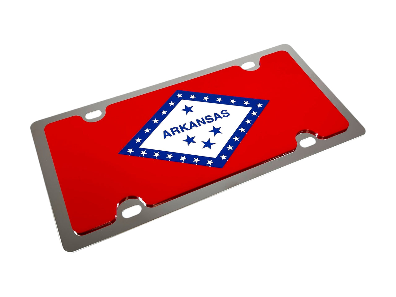 Arkansas State Flag Stainless Steel License Plate